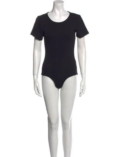 Pre-owned Ba&sh Scoop Neck Short Sleeve Bodysuit W/ Tags In Black