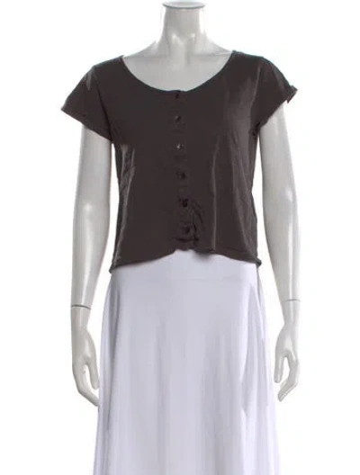 Pre-owned Ba&sh Scoop Neck Short Sleeve Top In Gray