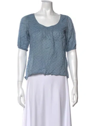 Pre-owned Ba&sh Scoop Neck Short Sleeve T-shirt In Blue