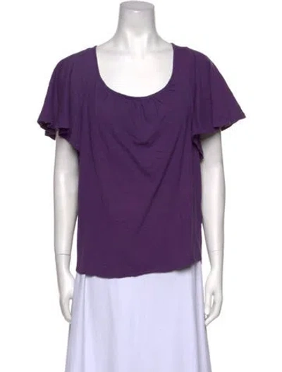 Pre-owned Ba&sh Scoop Neck Short Sleeve T-shirt In Purple