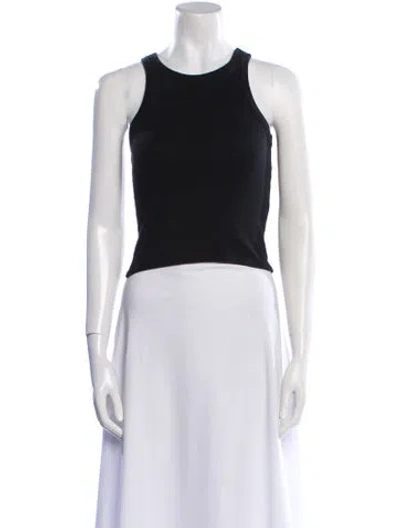 Pre-owned Ba&sh Scoop Neck Sleeveless Crop Top In Black