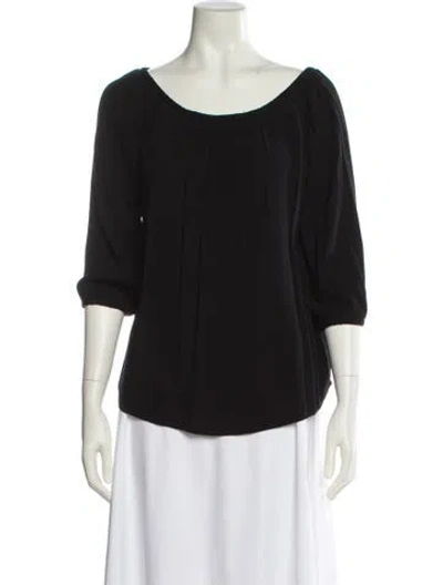 Pre-owned Ba&sh Scoop Neck Three-quarter Sleeve Blouse In Black