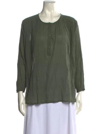 Pre-owned Ba&sh Scoop Neck Three-quarter Sleeve Blouse In Green