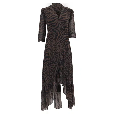 Ba&sh Ba & Sh Selena Zebra Print Maxi Wrap Dress In Brown Viscose In Multi