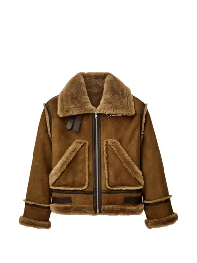 Ba&sh Shearling Collar Jacket In Brown