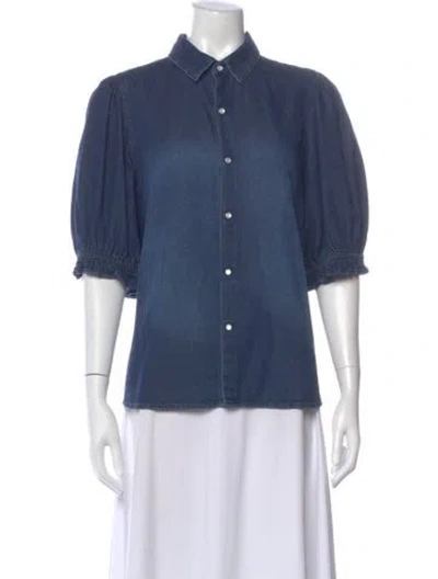 Pre-owned Ba&sh Short Sleeve Blouse In Blue