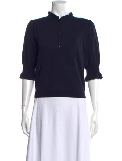 Pre-owned Ba&sh Short Sleeve Blouse In Blue