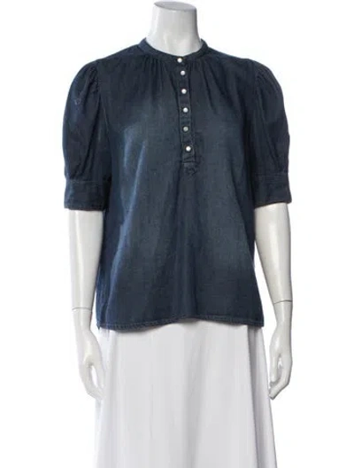 Pre-owned Ba&sh Short Sleeve Blouse In Blue