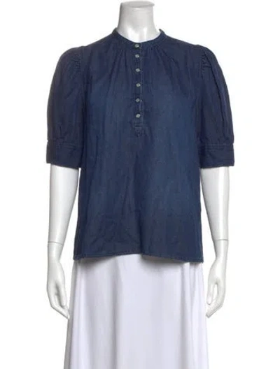 Pre-owned Ba&sh Short Sleeve Blouse In Blue
