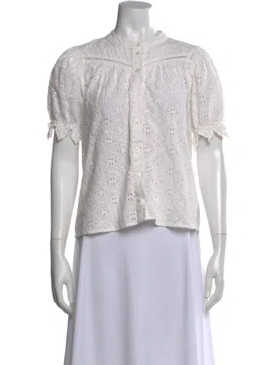 Pre-owned Ba&sh Short Sleeve Blouse In White