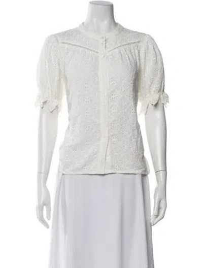 Pre-owned Ba&sh Short Sleeve Blouse In White