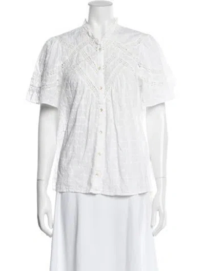 Pre-owned Ba&sh Short Sleeve Blouse In White