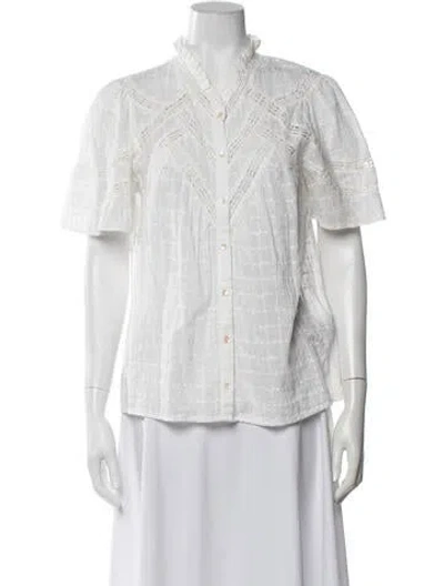 Pre-owned Ba&sh Short Sleeve Blouse In White