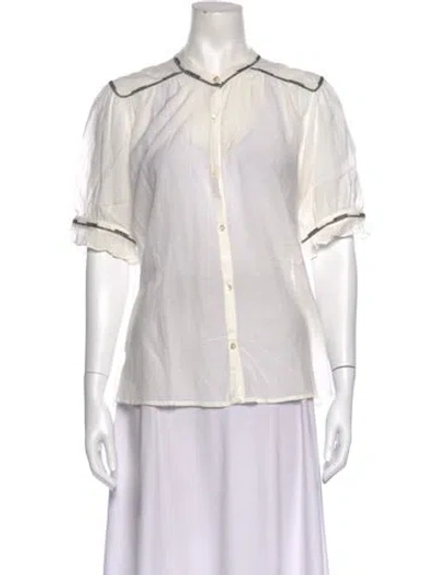 Pre-owned Ba&sh Short Sleeve Blouse In White