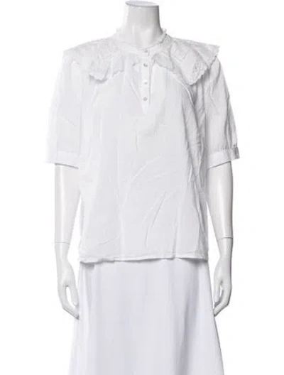 Pre-owned Ba&sh Short Sleeve Blouse In White