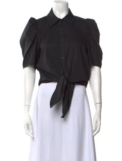 Pre-owned Ba&sh Short Sleeve Button-up Top In Black