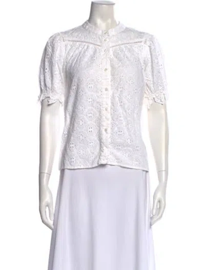 Pre-owned Ba&sh Short Sleeve Button-up Top In White