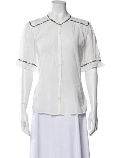 Pre-owned Ba&sh Short Sleeve Button-up Top In White