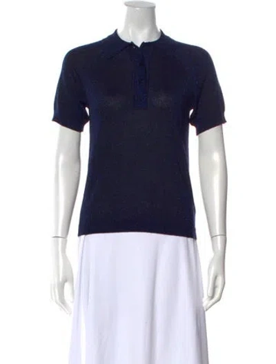 Pre-owned Ba&sh Short Sleeve Polo In Blue/metallic