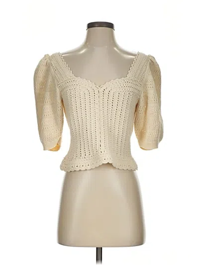 Pre-owned Ba&sh Short Sleeve Top Ivory Sweetheart Neckline Tops