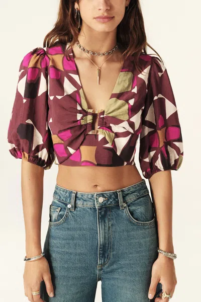 Ba&sh Short Sleeve V-neck Collar Top Aymar For Women In Purple