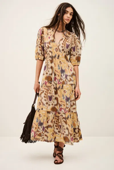 Ba&sh Short Sleeves Henley Collar Dress Madelia For Women In Multi