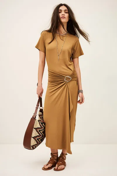 Ba&sh Short Sleeves Round Collar Dress Galtea For Women In Brown