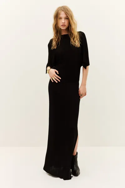 Ba&sh Short Sleeves Round Collar Dress Sanna For Women In Black