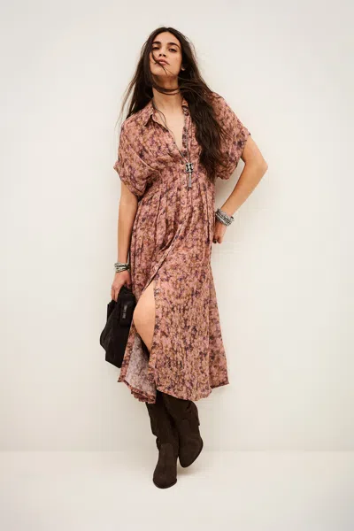 Ba&sh Short Sleeves Shirt Collar Dress Adena For Women In Pink