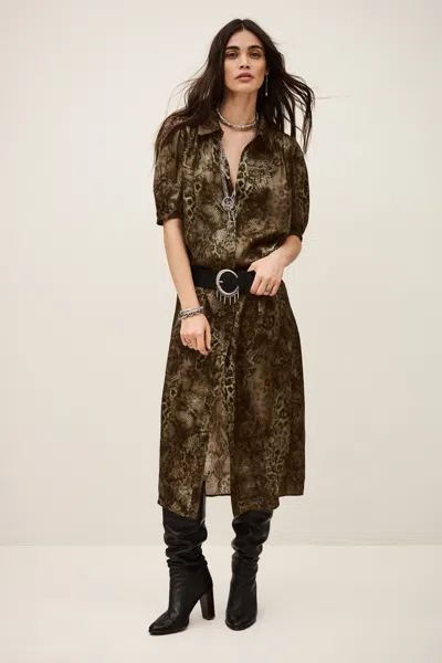 Ba&sh Short Sleeves Shirt Collar Dress Corma For Women In Green