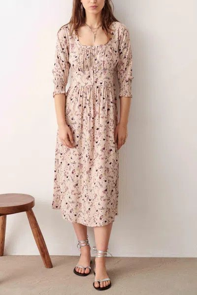 Ba&sh Short Sleeves Square Neckline Collar Dress Maya For Women In Multi