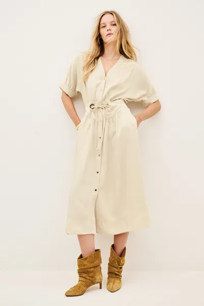 Ba&sh Short Sleeves V-neck Collar Dress Parisa For Women In Cream