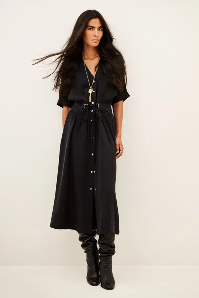 Ba&sh Short Sleeves V-neck Collar Dress Parisa For Women In Black