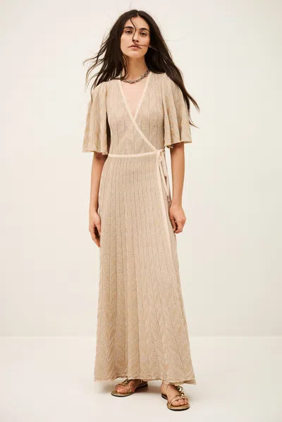 Ba&sh Short Sleeves V-neck Collar Dress Weena For Women In Neutral