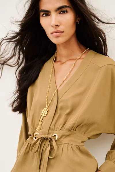 Ba&sh Short Sleeves V-neck Collar Top Precila For Women In Green