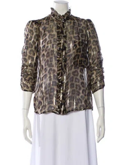 Pre-owned Ba&sh Silk Animal Print Blouse In Multi