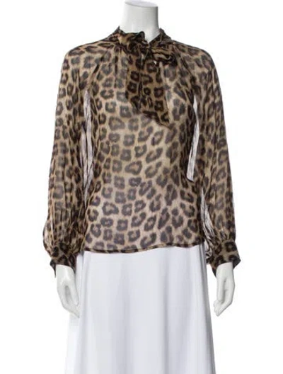 Pre-owned Ba&sh Silk Animal Print Blouse In Multi