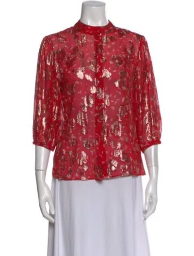 Pre-owned Ba&sh Silk Floral Print Blouse