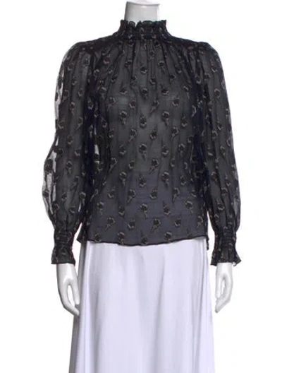 Pre-owned Ba&sh Silk Floral Print Blouse In Blue