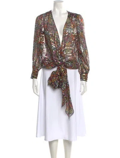 Pre-owned Ba&sh Silk Floral Print Blouse In Multi