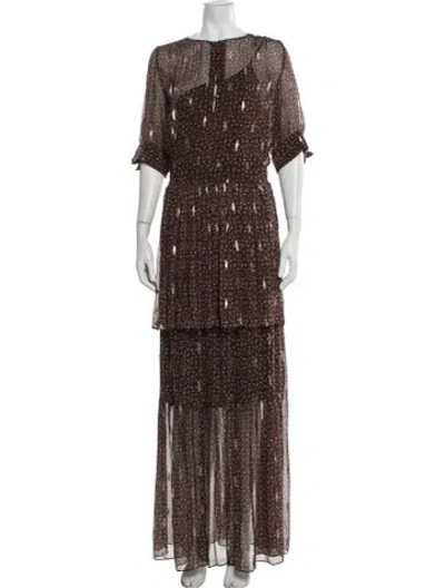 Pre-owned Ba&sh Silk Long Dress In Black