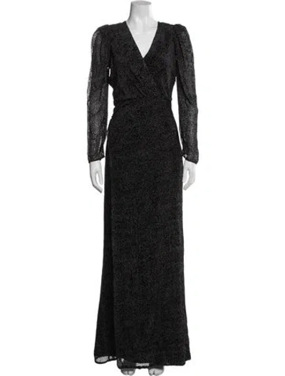 Pre-owned Ba&sh Silk Long Dress In Black