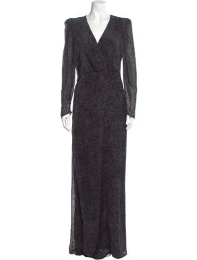 Pre-owned Ba&sh Silk Long Dress In Black