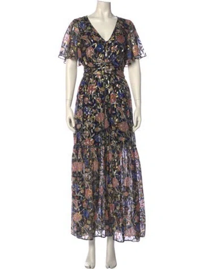 Pre-owned Ba&sh Silk Long Dress In Black