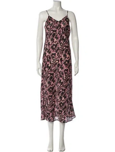 Pre-owned Ba&sh Silk Long Dress In Black