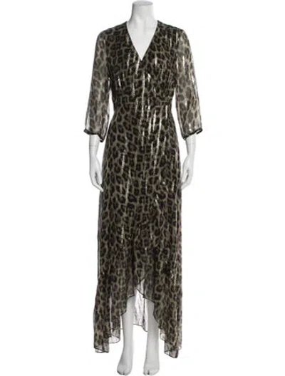 Pre-owned Ba&sh Silk Long Dress In Black