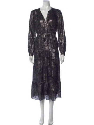 Pre-owned Ba&sh Silk Long Dress In Black