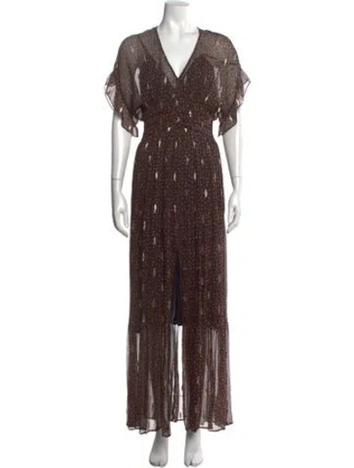 Pre-owned Ba&sh Silk Long Dress In Black