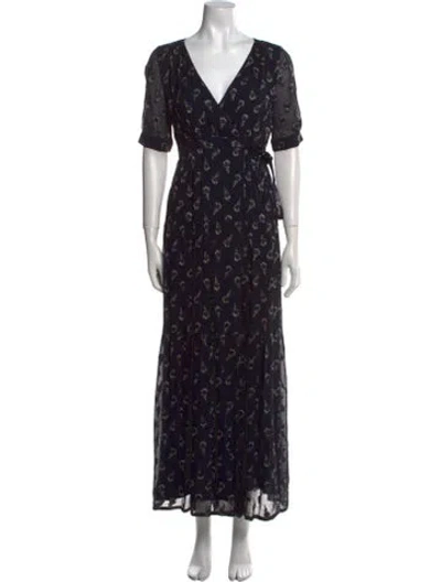 Pre-owned Ba&sh Silk Long Dress In Blue
