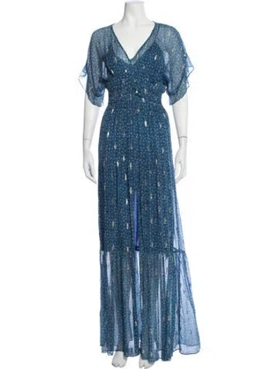 Pre-owned Ba&sh Silk Long Dress In Blue